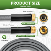 KLABB Garden Hose 5/8", Compact Steel Water Hose with 10-Function Nozzle, Lightweight & Rustproof, Kink-Free Hose for Balcony, Garden, Small Patio & RV Use